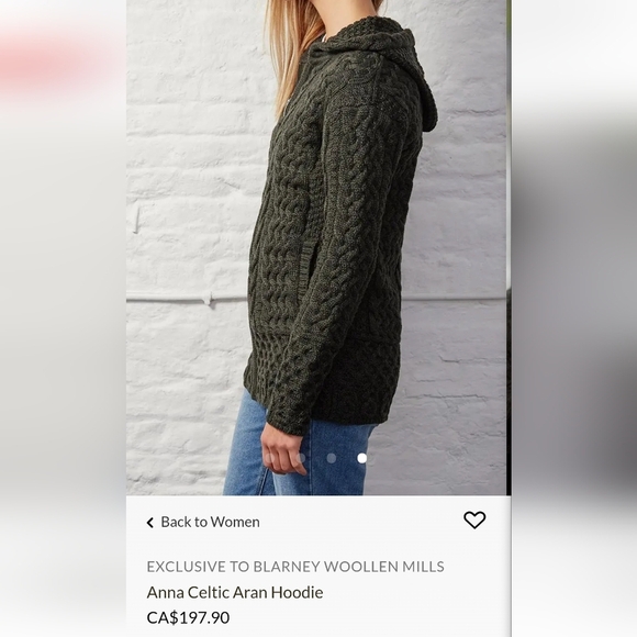 Blarney Woolen Mills Aran hooded Merino Wool Sweater, Green Women's Size L - Picture 16 of 16